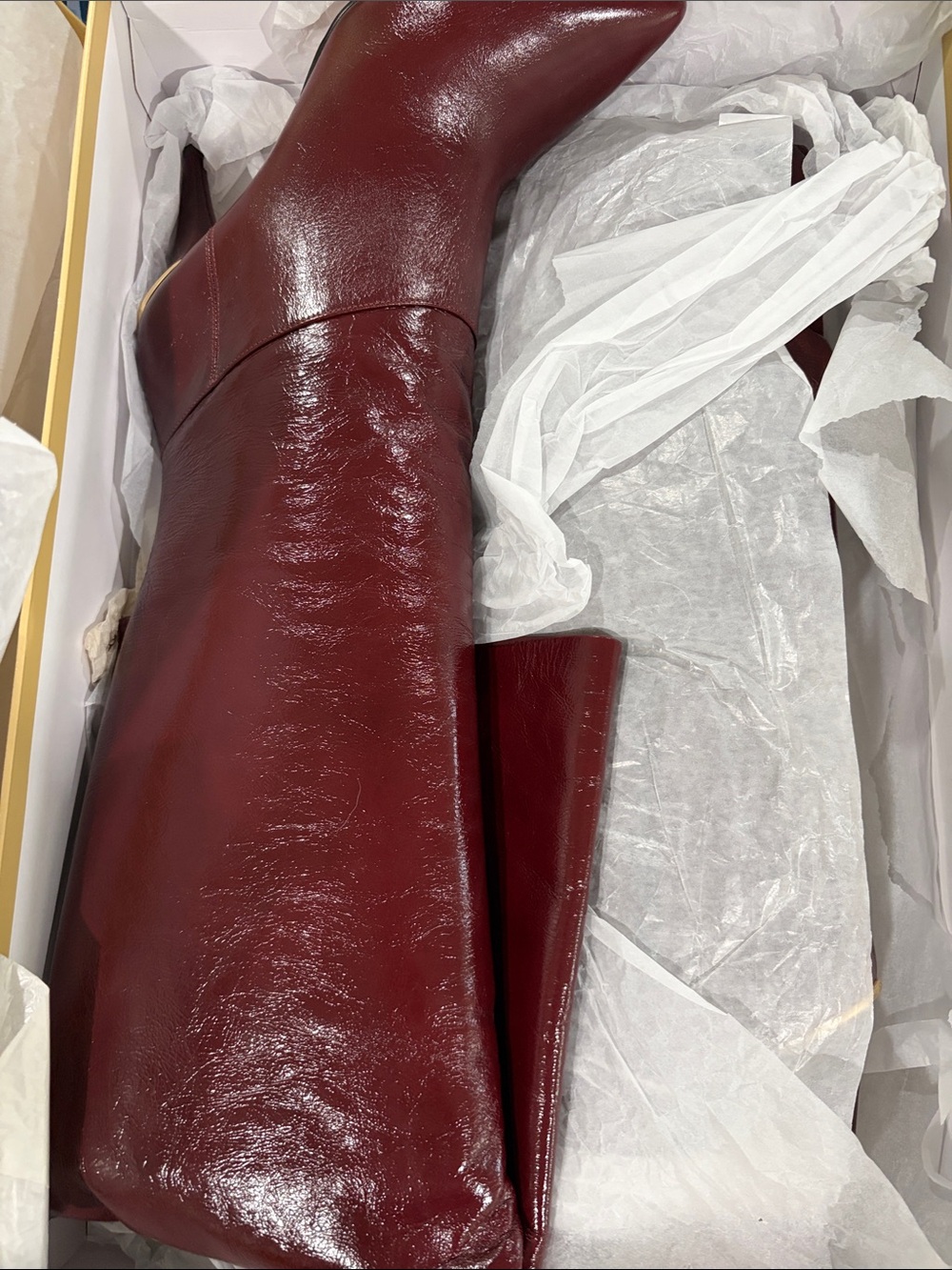 MICHAEL Michael Kors Glossy Wine Knee-High Leather Boots